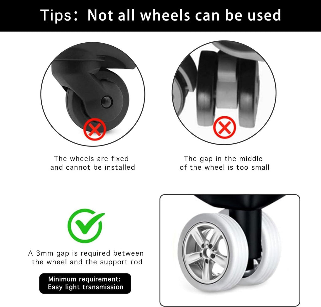 Luggage Wheels Covers Rollers Silicon Protection Noise-reducing Grey 8 pcs