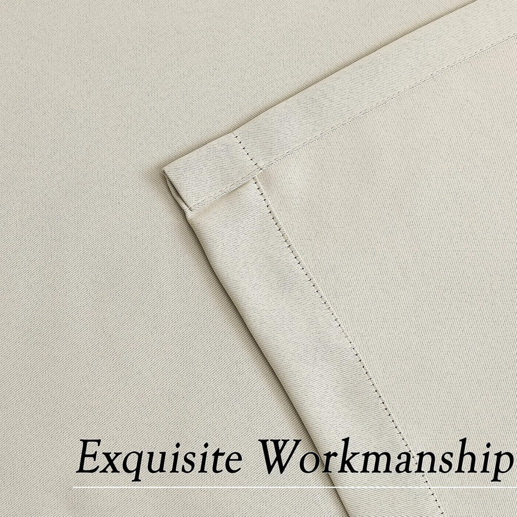 Short Beige Blackout Curtain Solid Putty NoiseReducing Thermal Insulating 46x54"