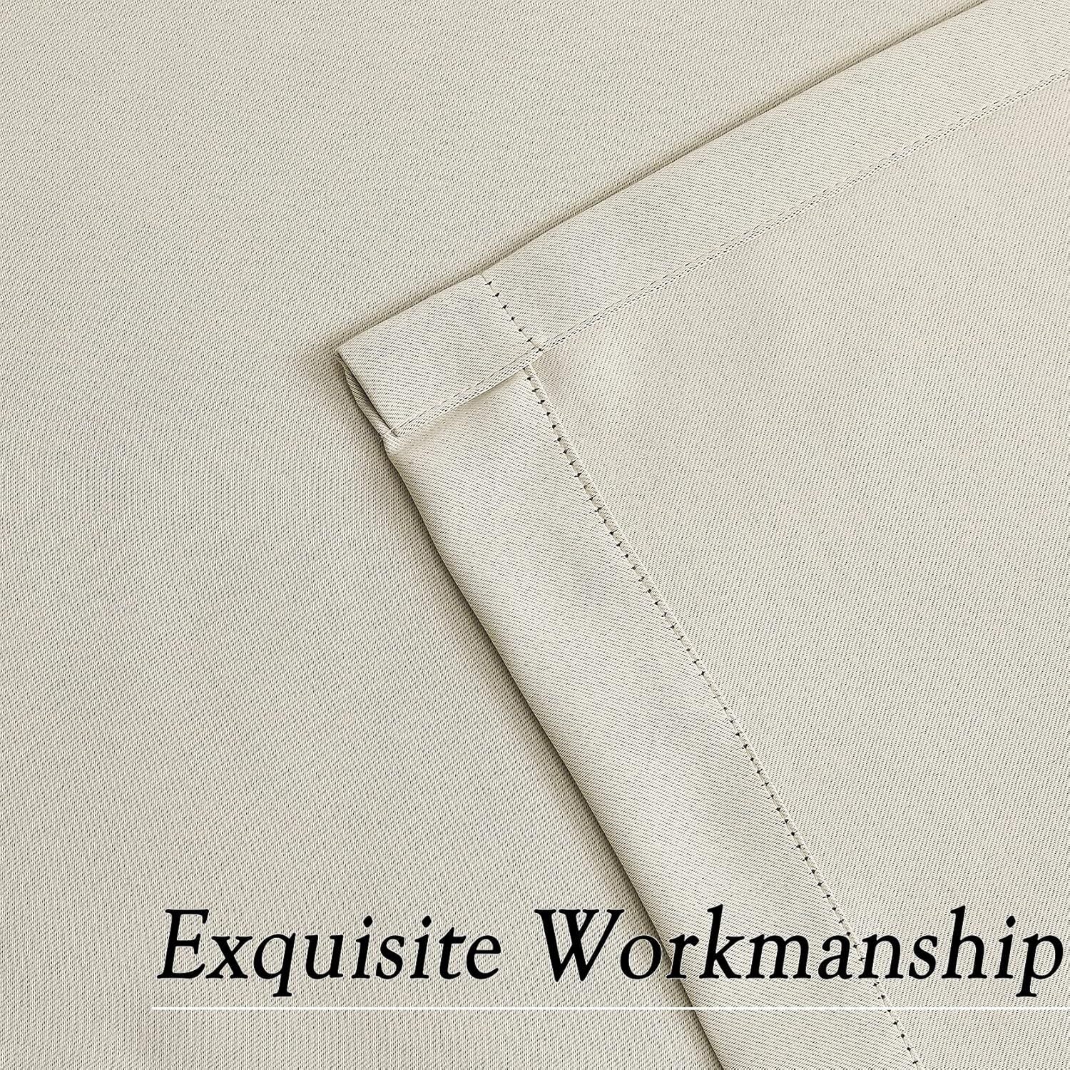 Short Beige Blackout Curtain Solid Putty NoiseReducing Thermal Insulating 46x54"