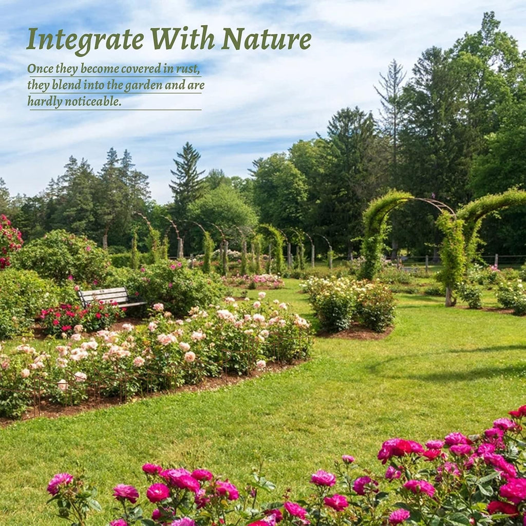 12 Pack Rusty Bow Plant Support Stakes Half Round Flower Support Ring Cage Frame