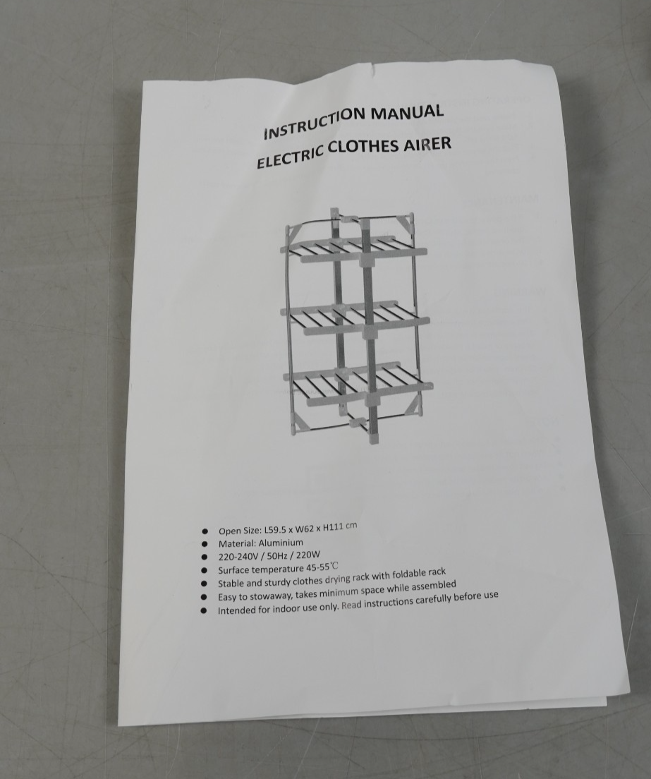 Electric Heated Clothes Airer 3-Tier Dryer Rack with 24 Heated Bars