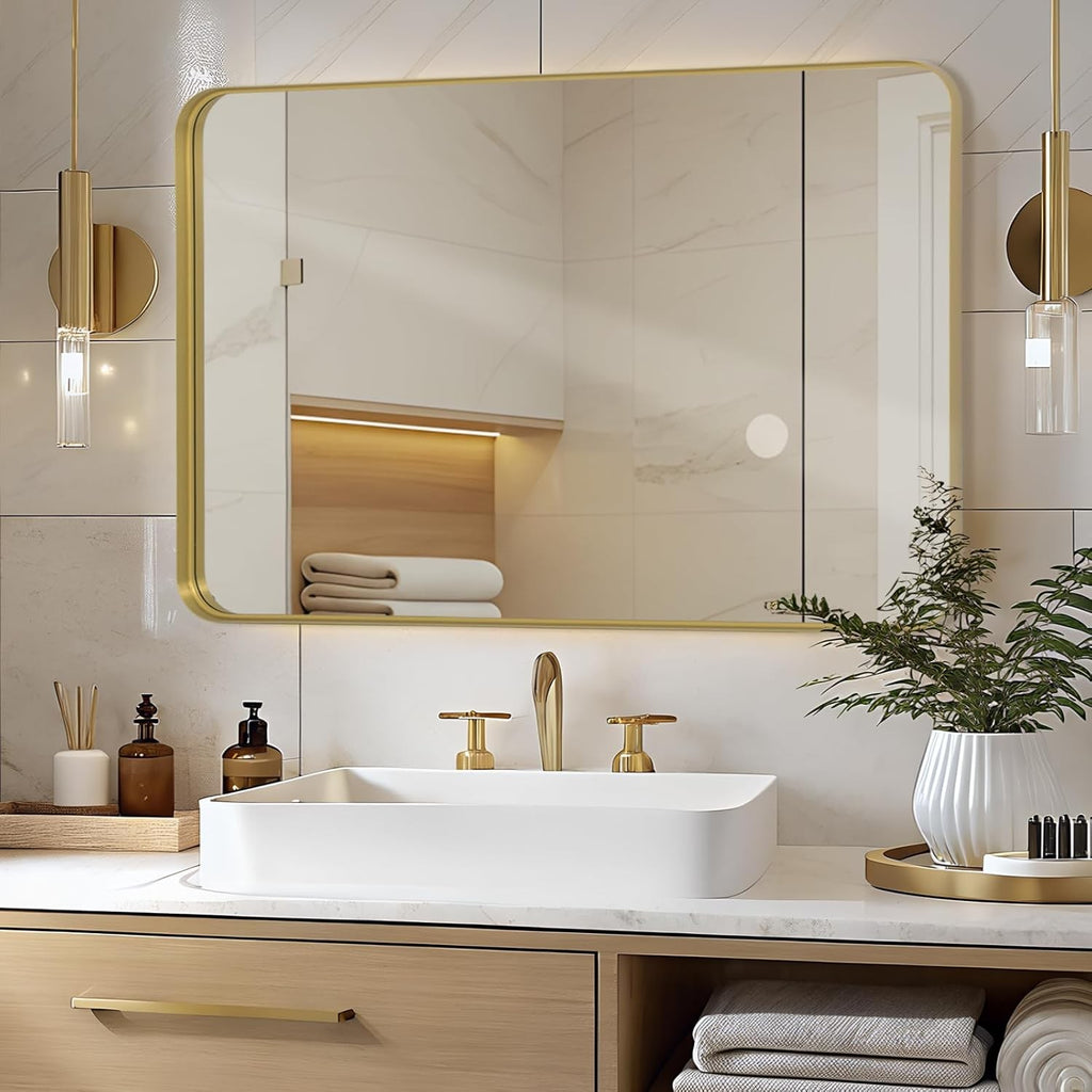 Wall Mirror 75x100 CM Bathroom Vanity Mirror Gold Frame Large