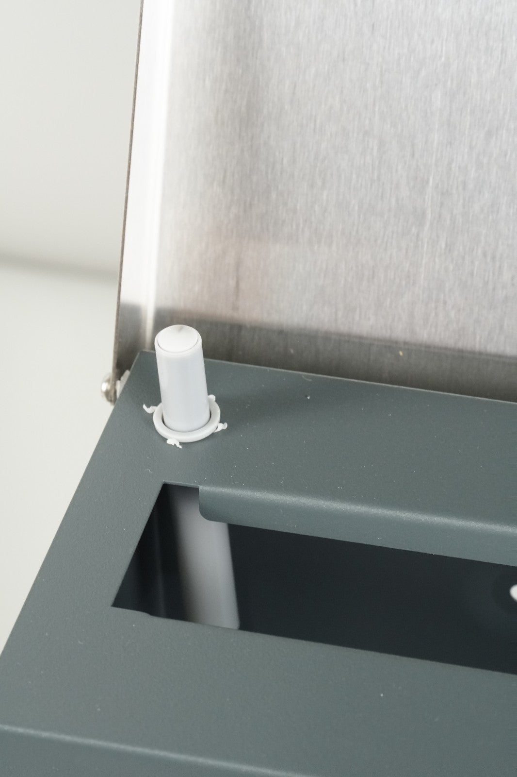 Wall Mounted Post Box w Newspaper Holder Soft Close Charcoal Grey & Silver 2 Key