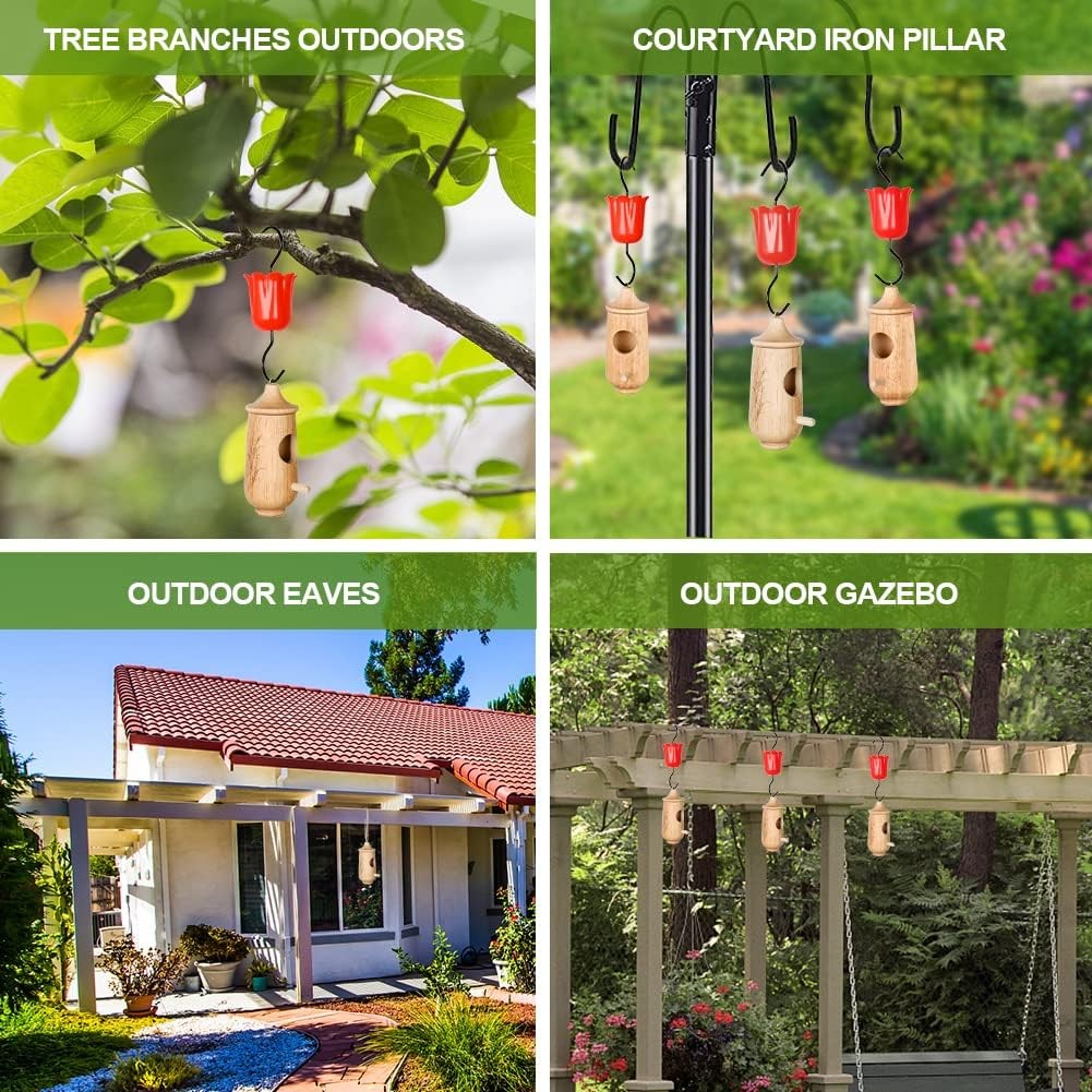 Hanging Hummingbird House Feeders f Outdoors Wooden Garden Ornament Bird Nesting