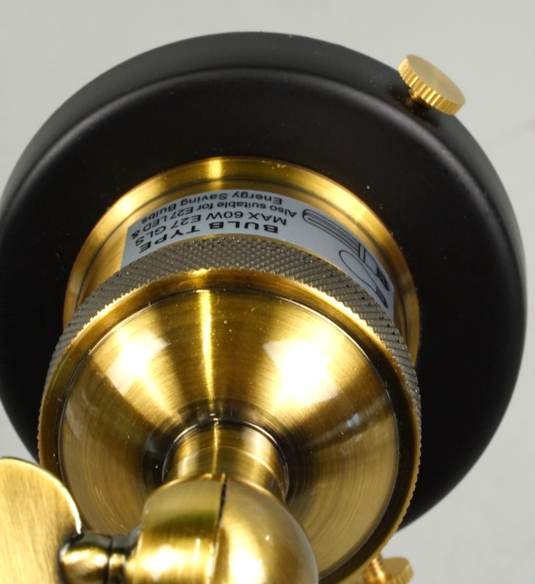 Wall Light Sconce Fitting with Clear Glass Globe Black and Gold Industrial