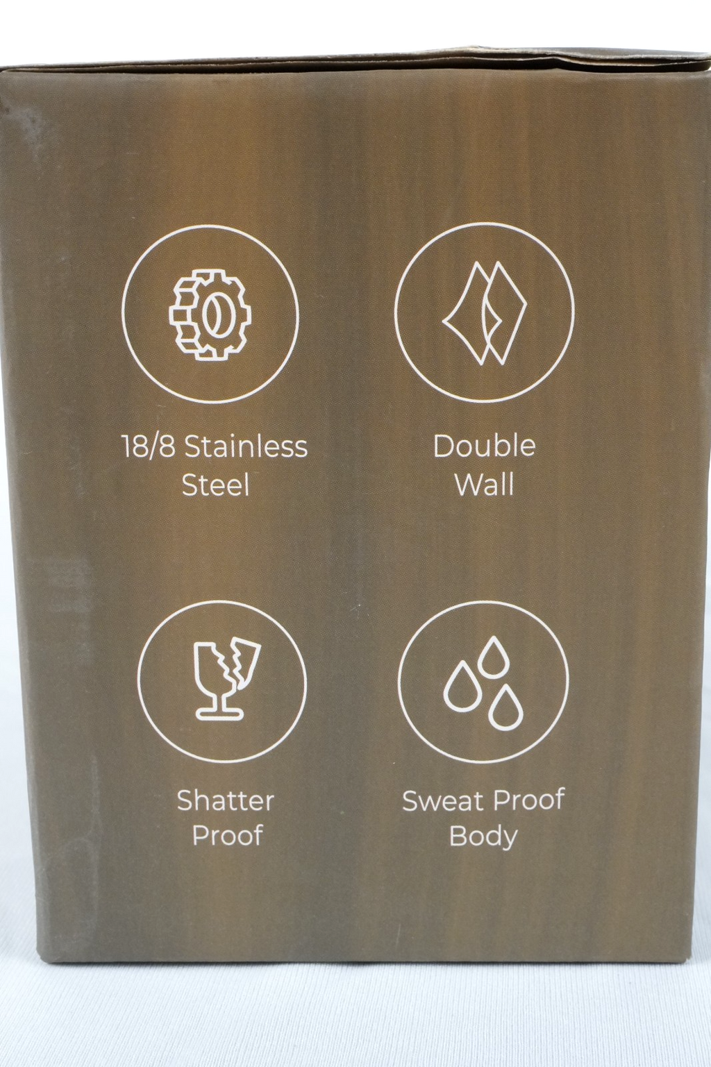 Double Wall Insulated Stainless Steel Mugs 2pcs w Wooden Finish Spill Resistant