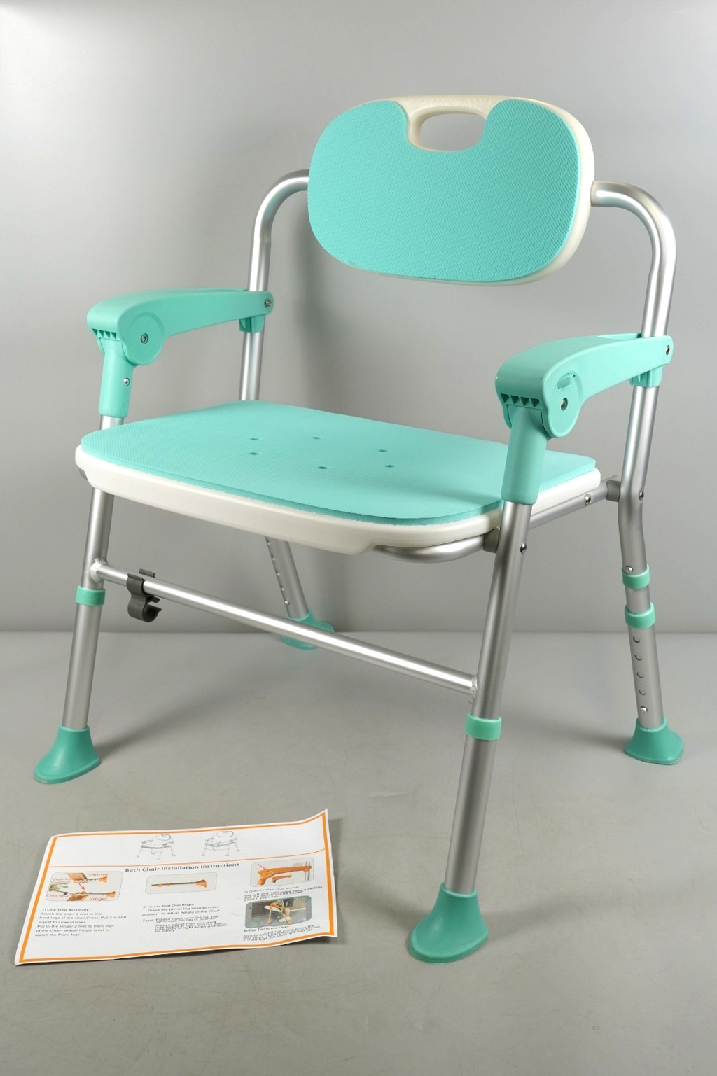 Folding Shower Chair 5-Level Adjustable, Non-Slip Feet, Lightweight & Durable