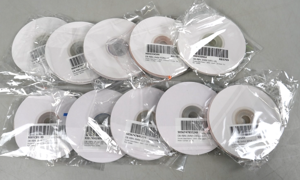 10x Double Sided Satin Ribbons Bundle 25 Metres 3mm Ribbon Pack 10 Colours