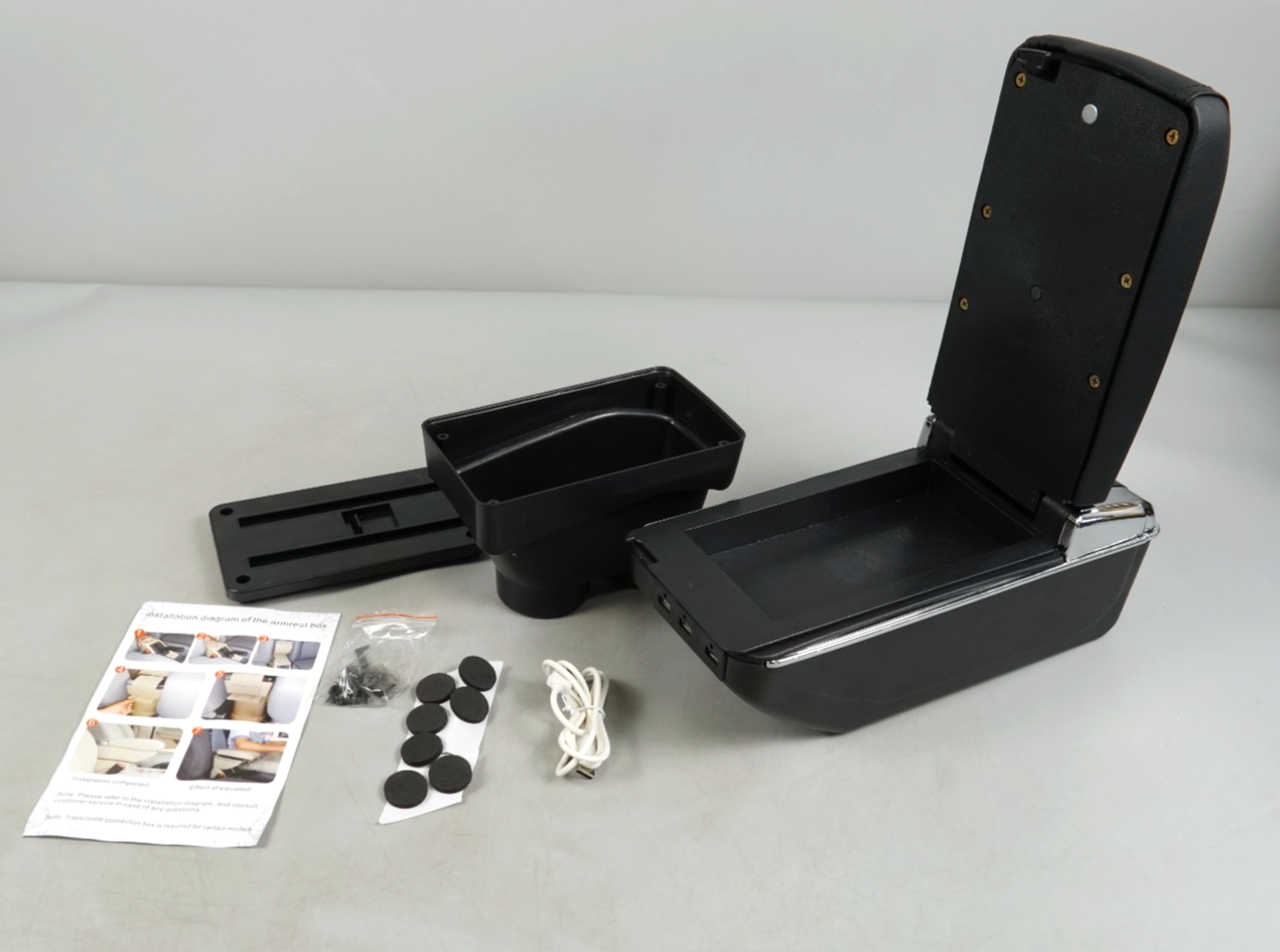 Car Armrest Storage Box with USB Ports for VW Polo MK5 (6R)/VW Vento 2010-2017