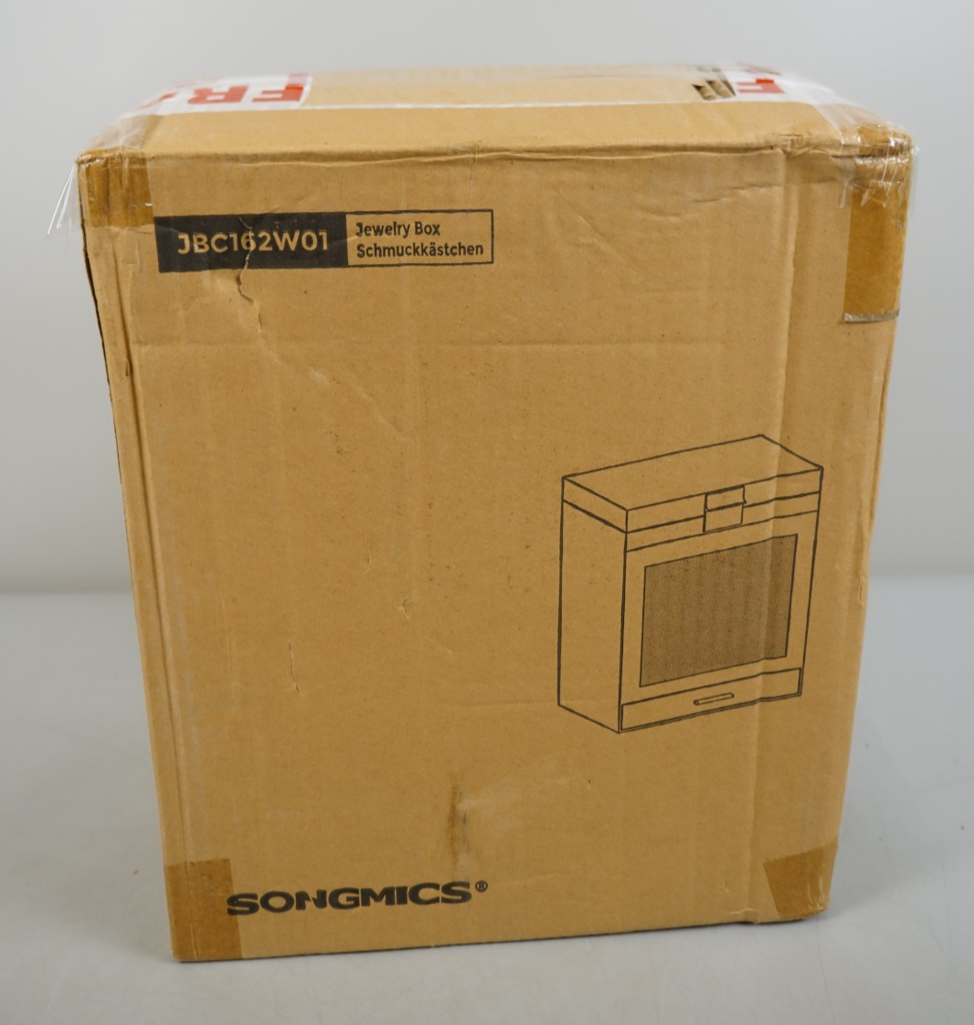 Jewellery Box with Glass Window 5-Layer Jewellery Organiser Gold Cream