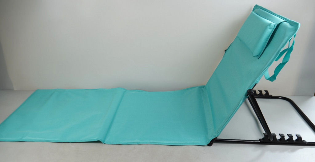 Beach Chair Sun Lounger Reclining Backrest Portable with Shoulder Straps Camping