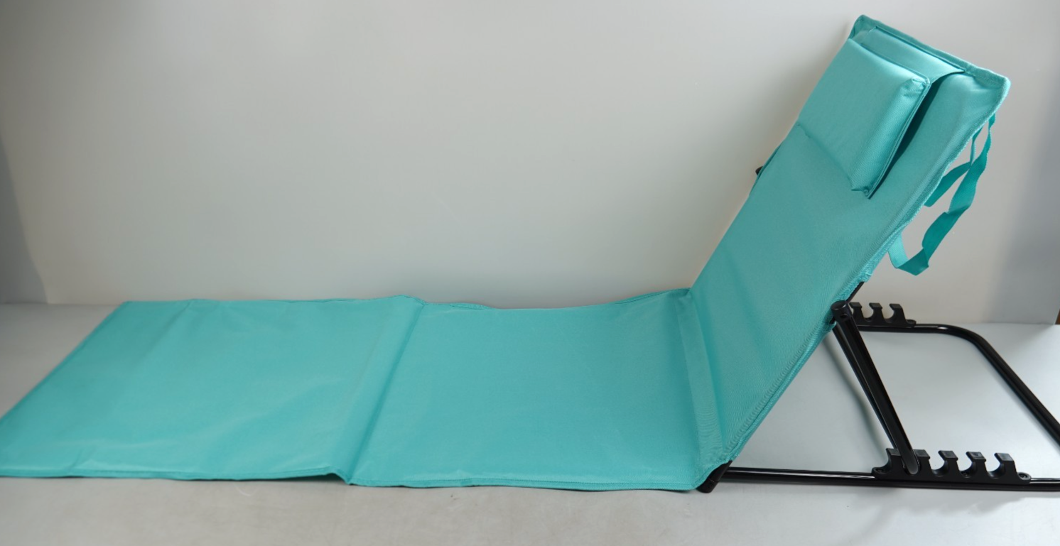 Beach Chair Sun Lounger Reclining Backrest Portable with Shoulder Straps Camping
