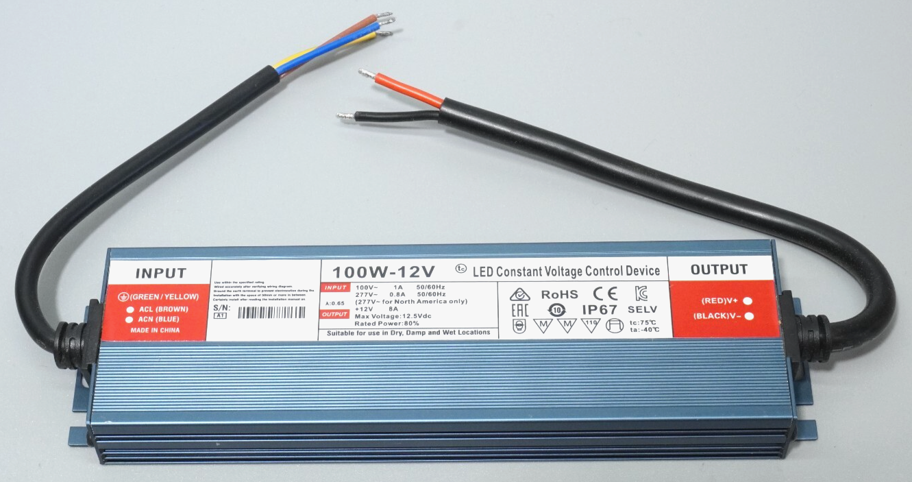 LED Driver 12V 100W 8.3A IP67 Waterproof Ultra Slim AC 240V to 12 V DC Constant