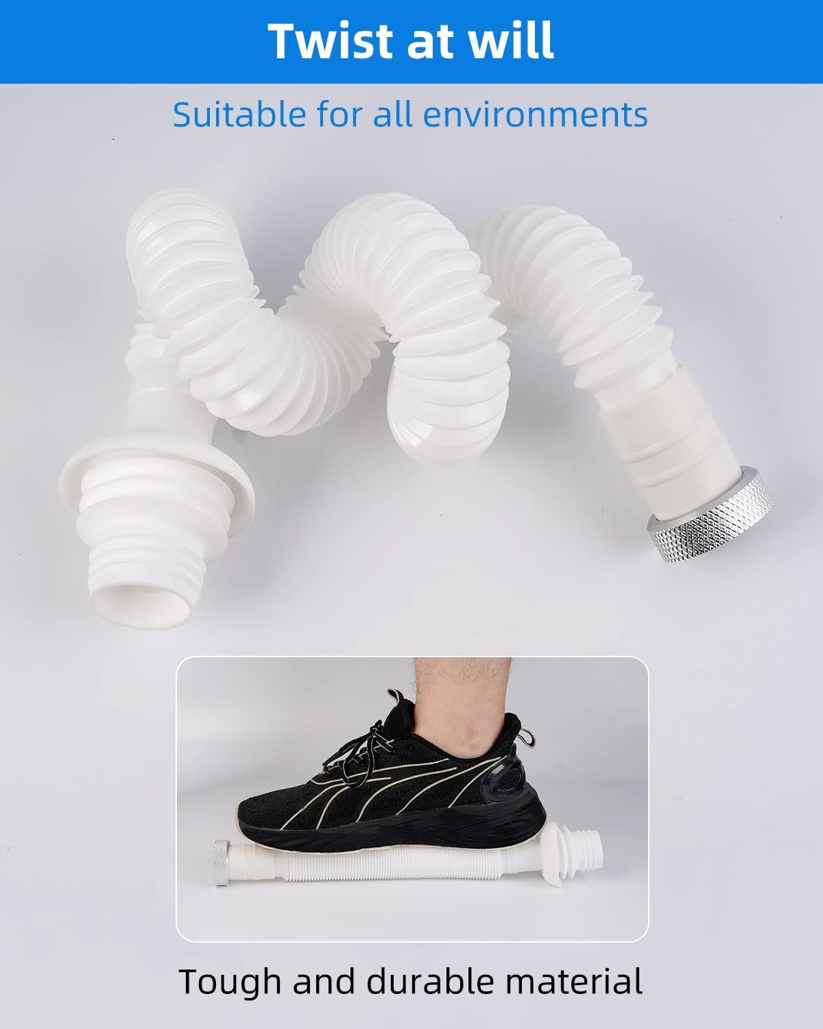 Flexible Waste Pipe 1 1/4" Bathroom Sink Plumbing Parts Odour-Proof Sink Waste