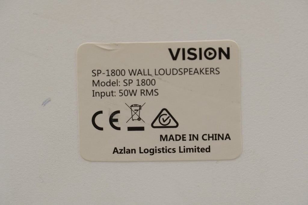 50w 3-way Speakers White VISION SP-1800 MISSING Wall Mounts USED