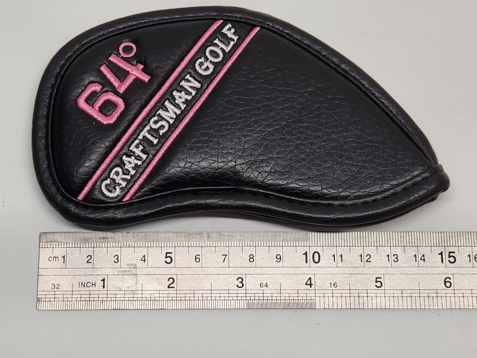Iron Wedge Golf Club Cover 64ᵒ BLACK / PINK PU Leather Head Cover Craftsman Golf