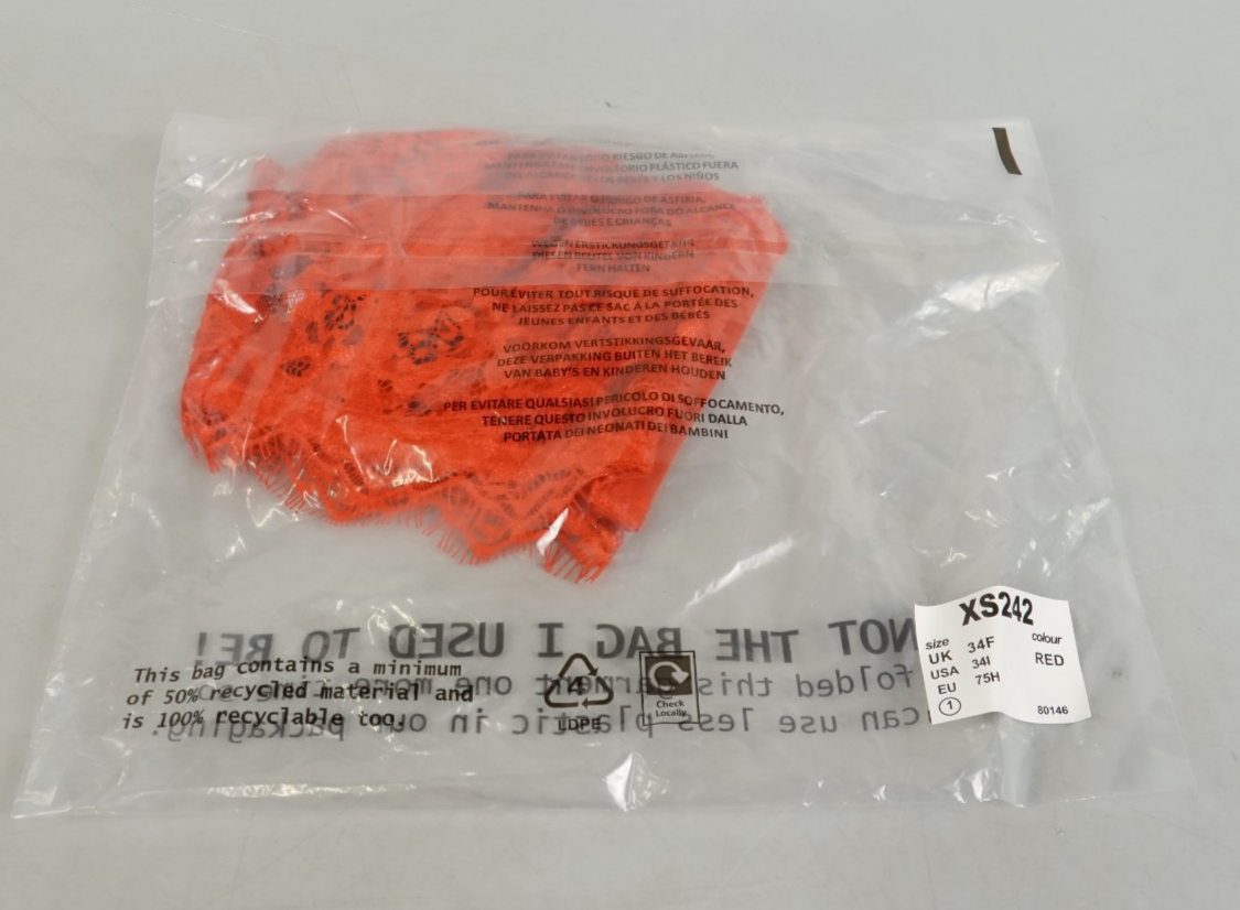 Lace Underwired Balcony Bra 34F Figleaves Pulse Red Lace Bra