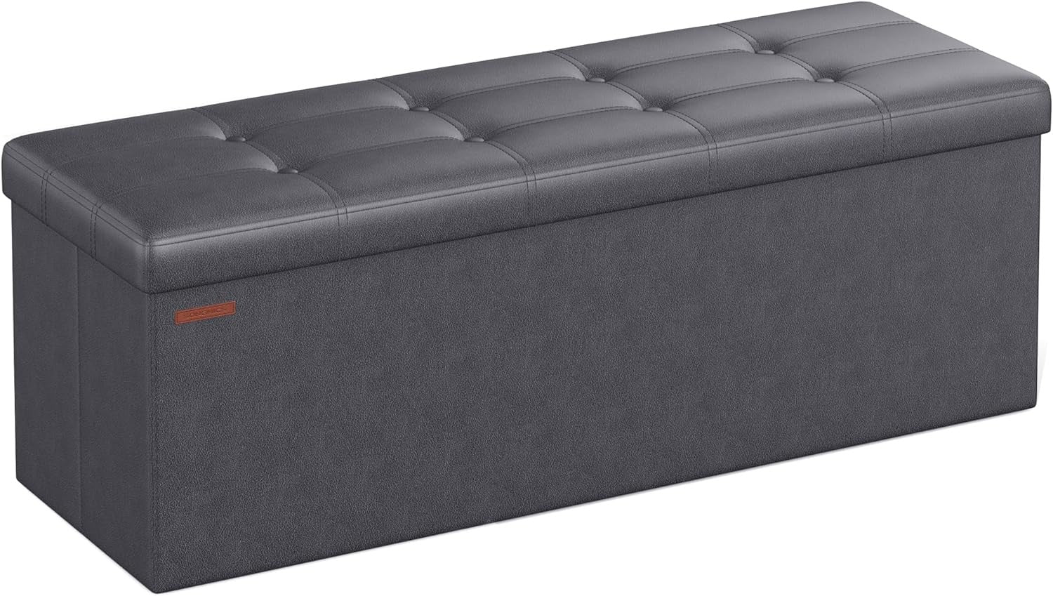 Storage Ottoman Bench 110cm Foot Rest Stool Storage Bench Leather Slate Grey