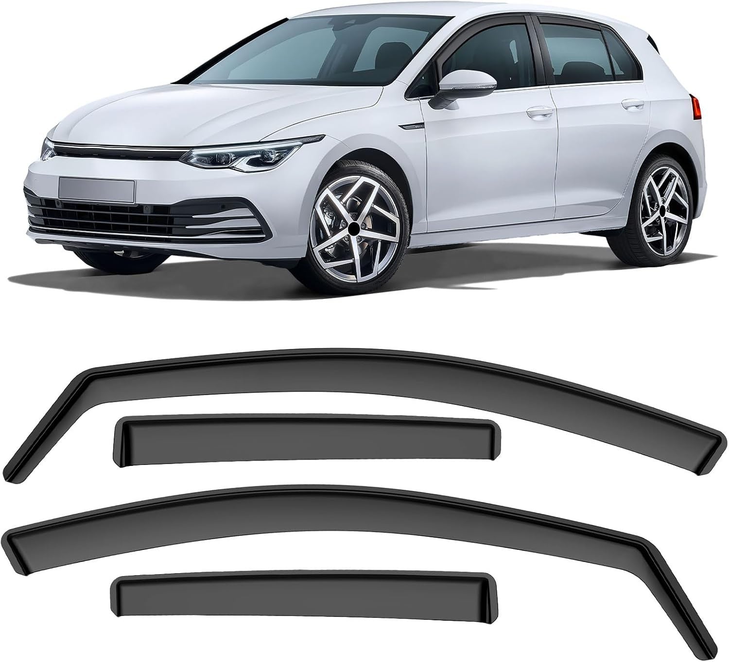 Wind Deflectors Rain Guards VW Golf MK7 MK8 Hatchback 5 Door 2012-2023 In-chanel