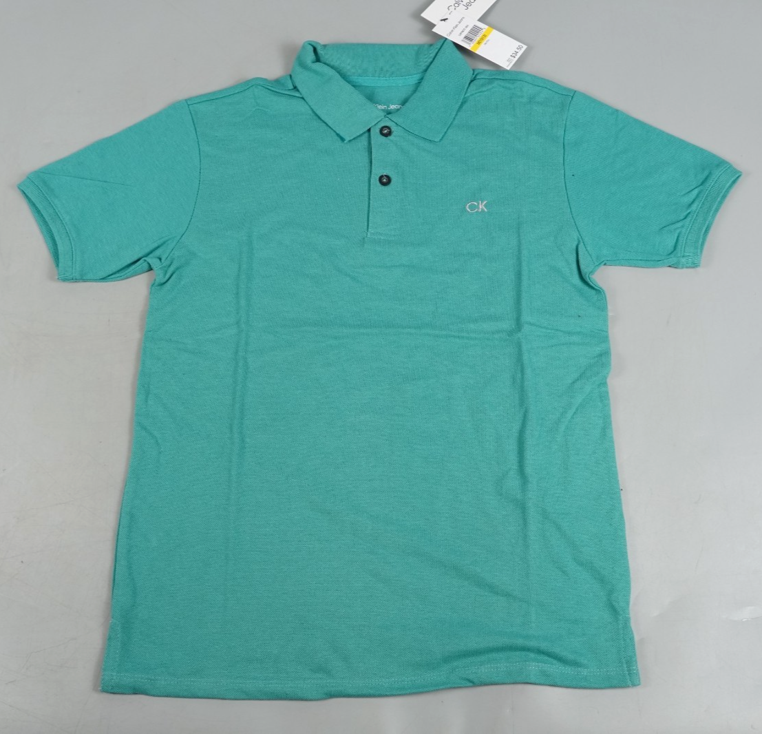 Calvin Klein Kids Polo T-Shirt Turquoise Size: Kids M (10-12yo) Short Sleeve