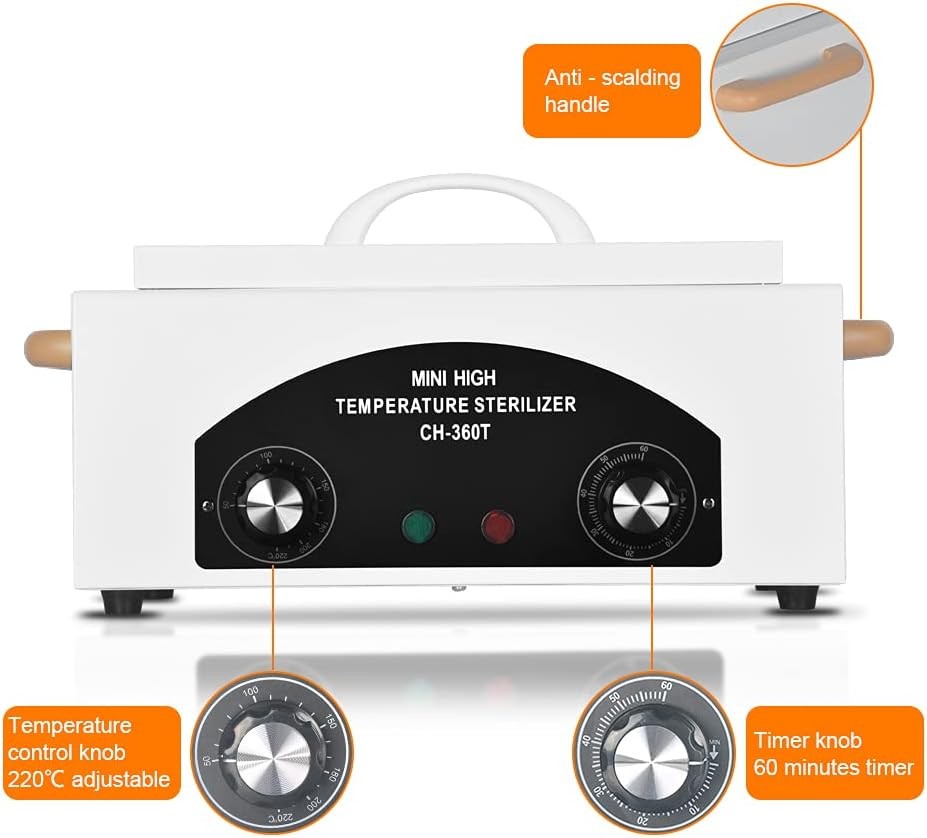 Heat Sterilizer w Timer f Metals / Ceramic Tools High Temperature Cleaning 220°C