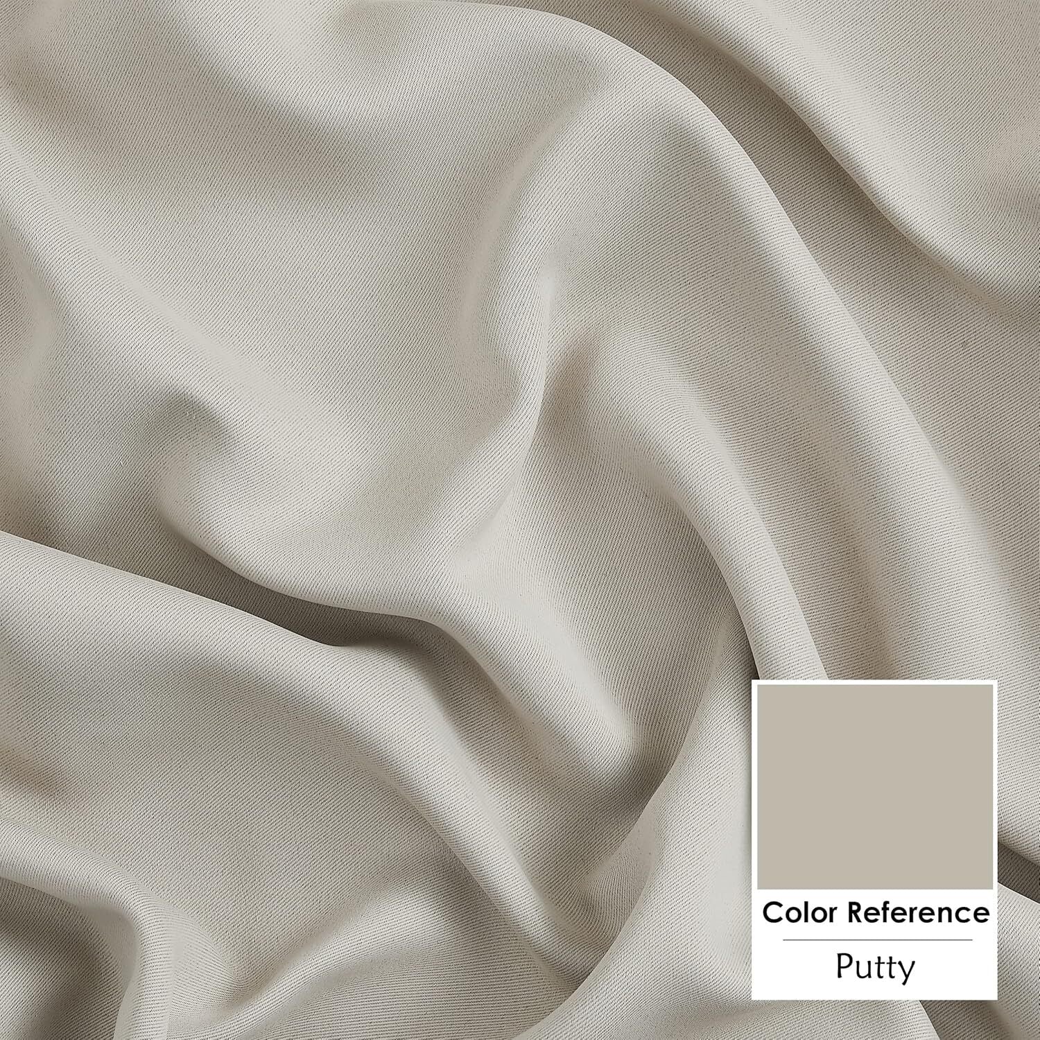 Short Beige Blackout Curtain Solid Putty NoiseReducing Thermal Insulating 46x54"