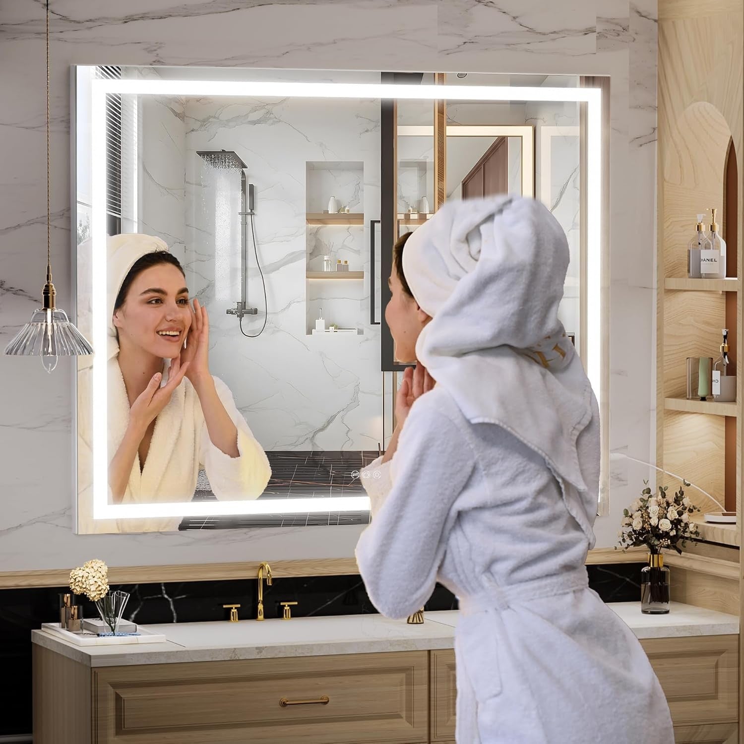 LED Makeup Mirror Lighted Vanity Mirror 100 x 73cm