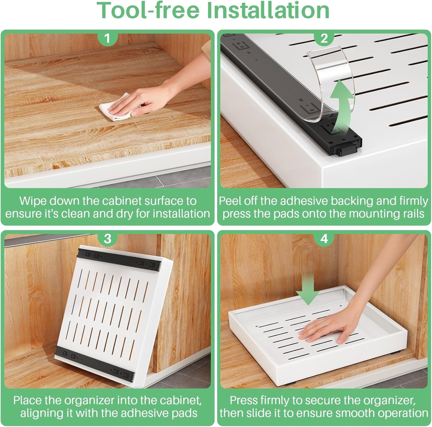 Pull Out Cabinet Organiser Slide Out Drawer Storage for Kitchen White