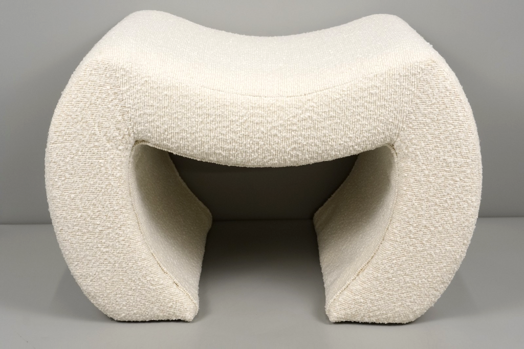 Cassie Ivory Bouclé Stool for Bedroom Living Room Accent Home Decoration Carme