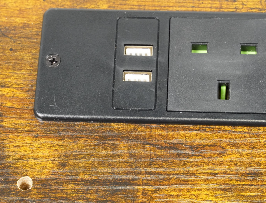 Charging Station Side Table Slim Narrow Bedside Table w 2 AC Outlets & 2 USB