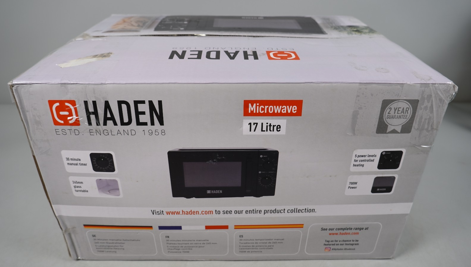 700W Microwave Manual Black 17 Litre Haden