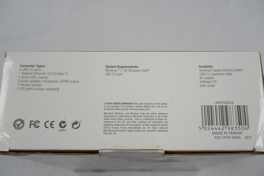 USB Laptop Docking Station Targus ACP45EUZ USB B Plug & Play USB 2.0 - NEW