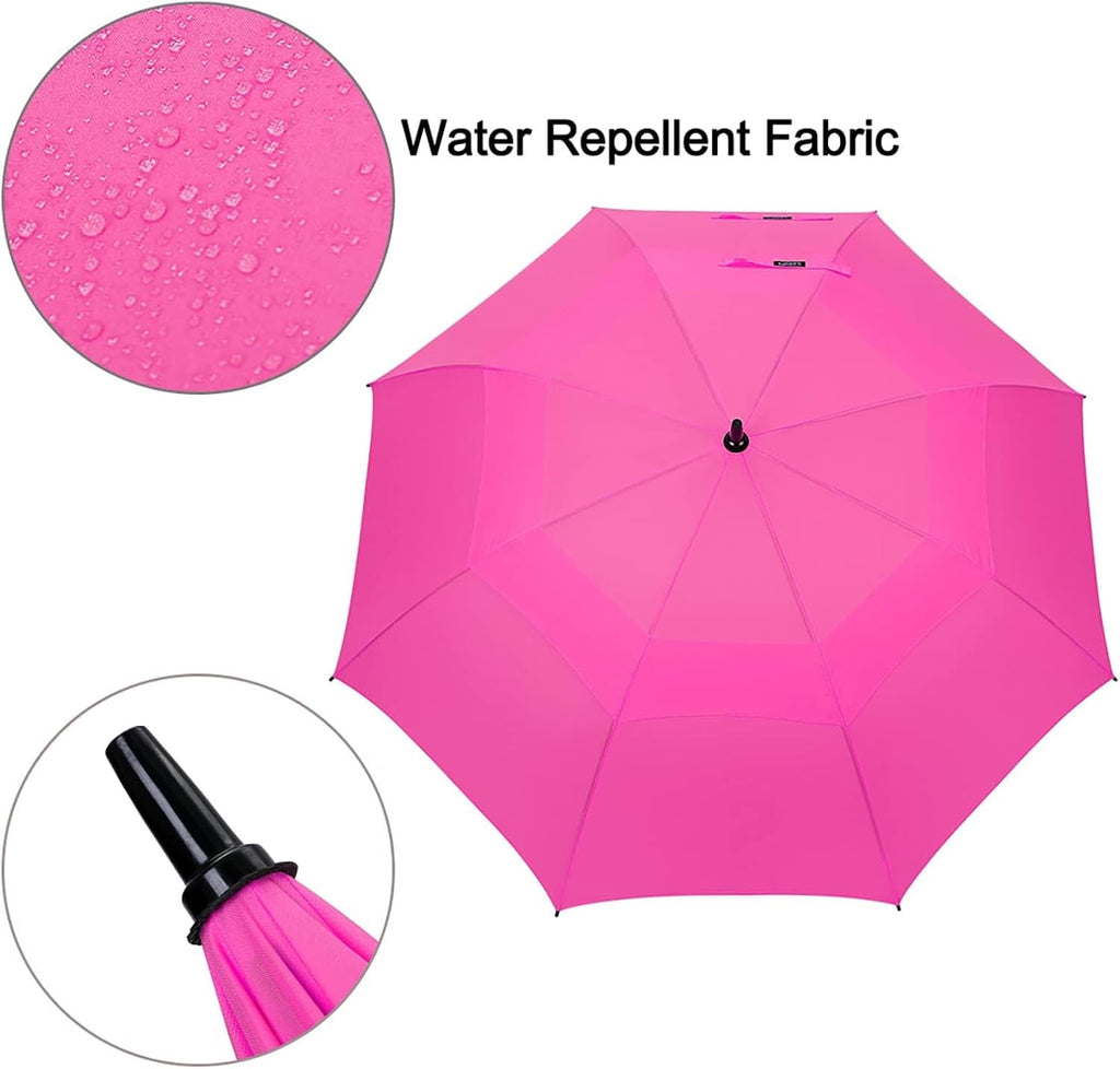 G4Free 68 Inch Golf Umbrella Windproof Double Canopy Rose Red