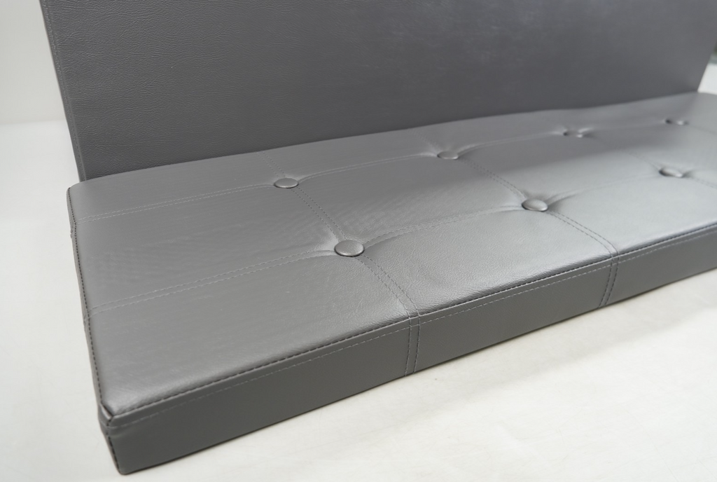 Storage Ottoman Bench 110cm Foot Rest Stool Storage Bench Leather Slate Grey