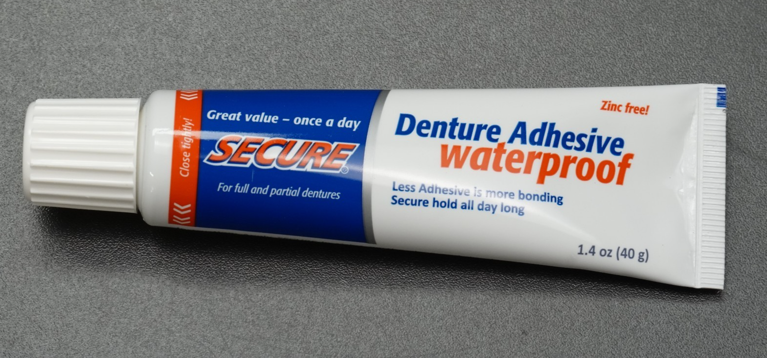 Secure Waterproof Denture Adhesive Zinc Free 1.4oz 40g Exp 12/2028