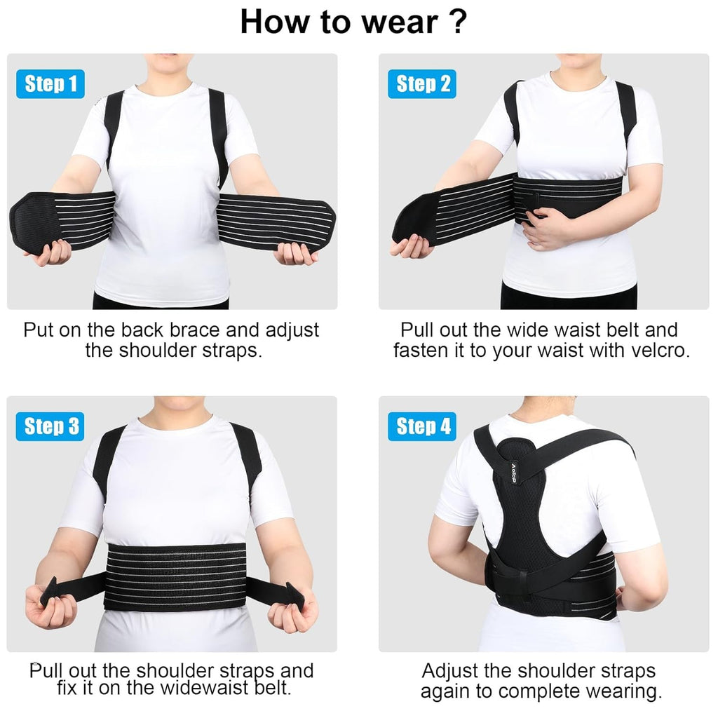 Back Brace Posture Corrector f 27-47' Waist Adjustable Breathable Straightener