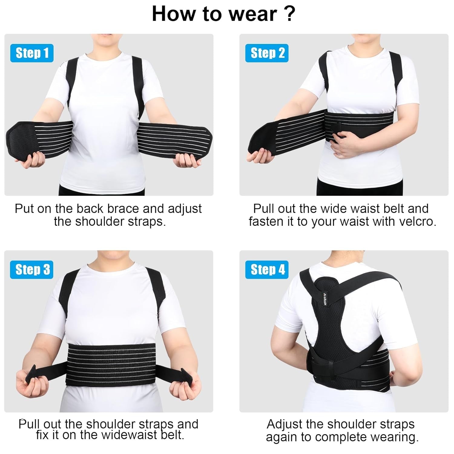 Back Brace Posture Corrector f 27-47' Waist Adjustable Breathable Straightener