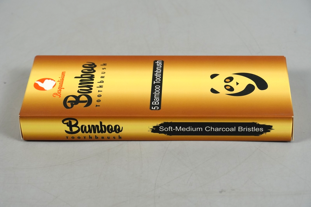 Medium Bamboo Toothbrushes 5 pcs Dental Care Soft-Medium Charcoal Bristles