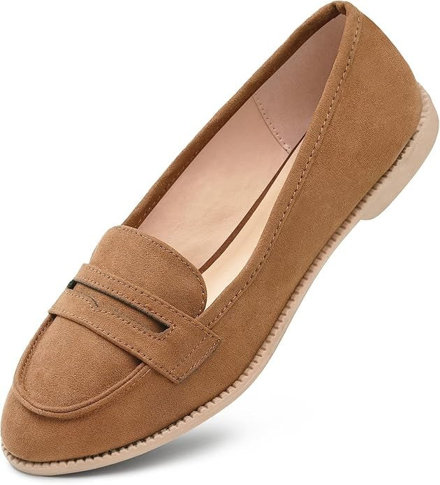 UK7 Womens Loafers Moccasins Work Shoes Ladies Slip On Brown Brown Size EU40