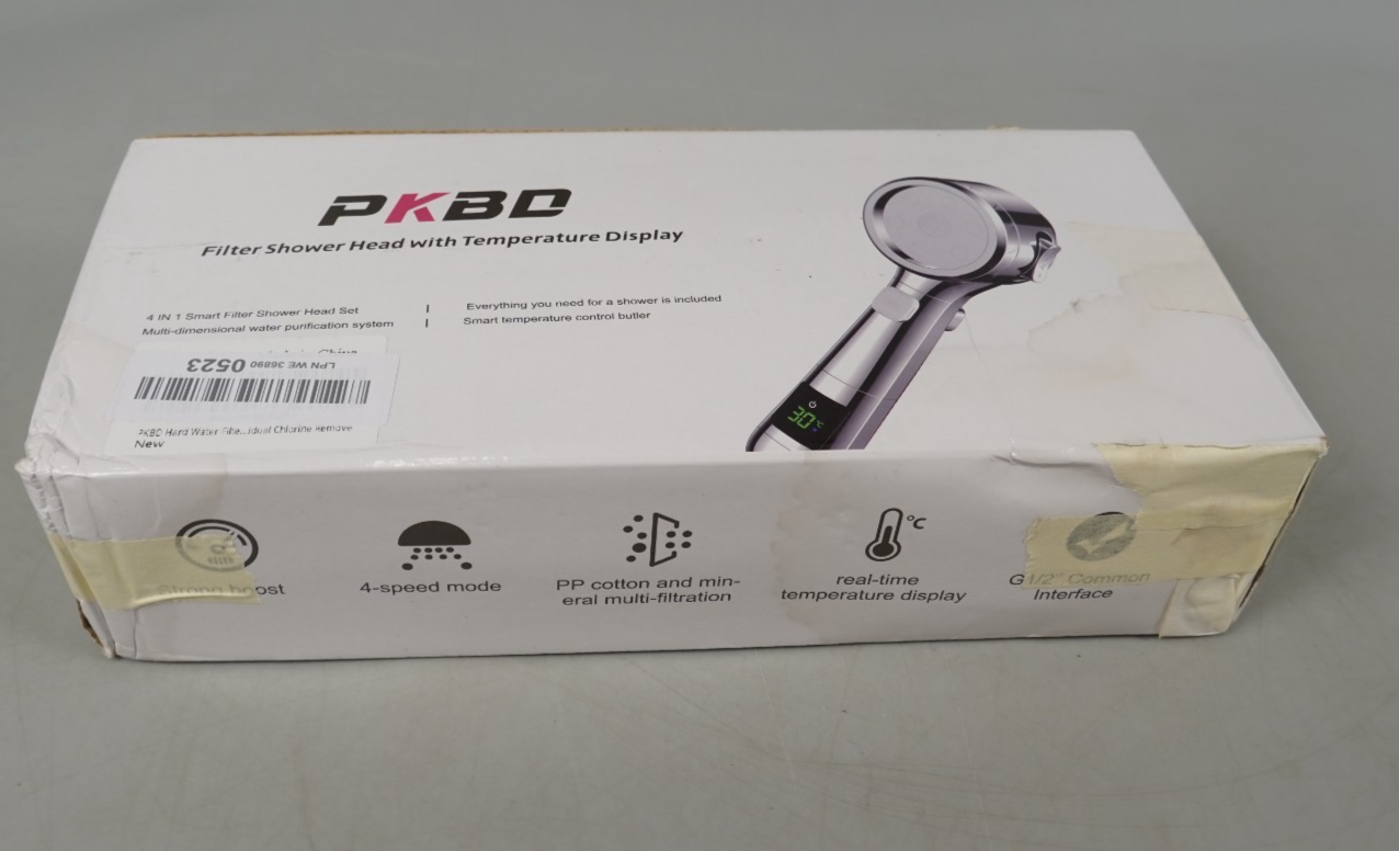 Shower Head Hard Water Filter with 4 Modes Water Temperature Display 1.5M Hose