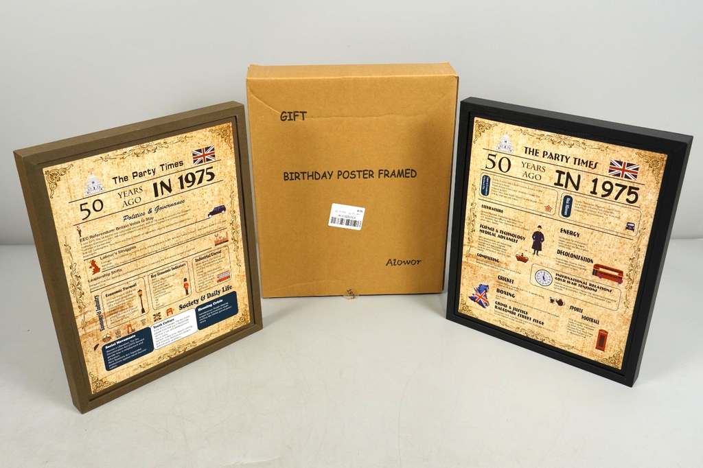 1975 Birthday Framed Poster – “The Party Times” 50 Years Ago Print Man Cave Sign