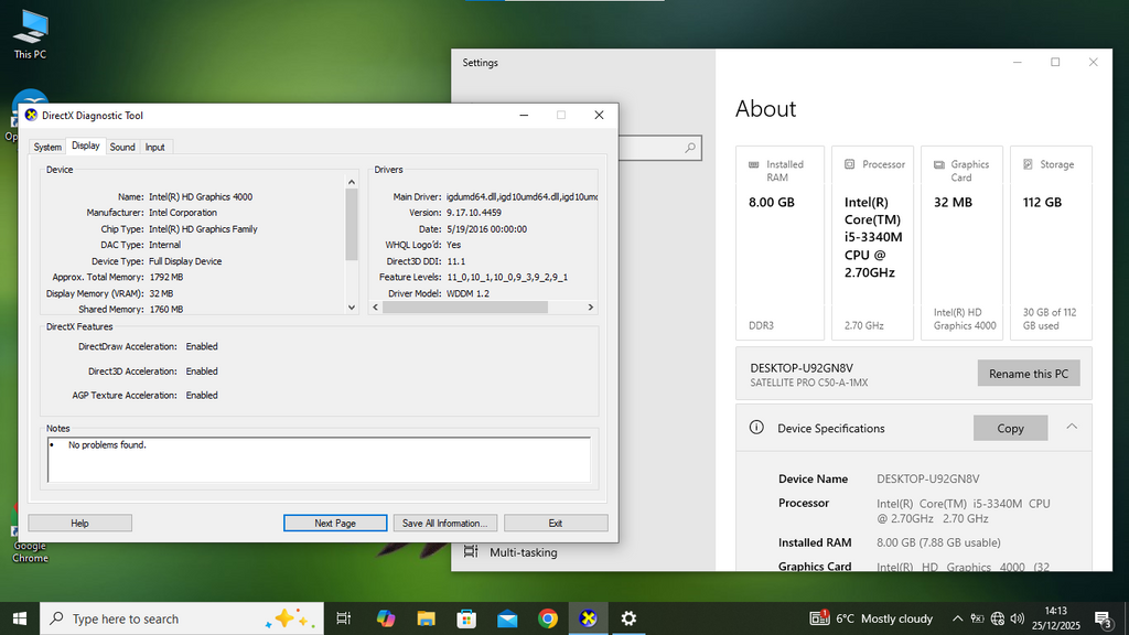 Toshiba Satellite PRO C50 4Core i5 3340M 2.7GHz 8GB RAM 128GB SSD BT WiFi NO BAT