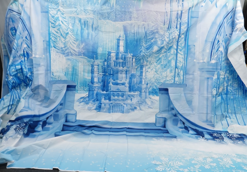 Frozen Photography Backdrop Winter Wonderland Background Photo Booth Prop 4.5-3m