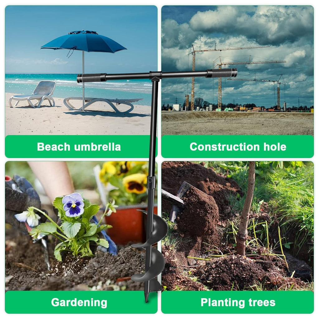 6" Manual Auger Drill Garden Planting Fence Post Earth 15cm Soil Digger Non-Slip