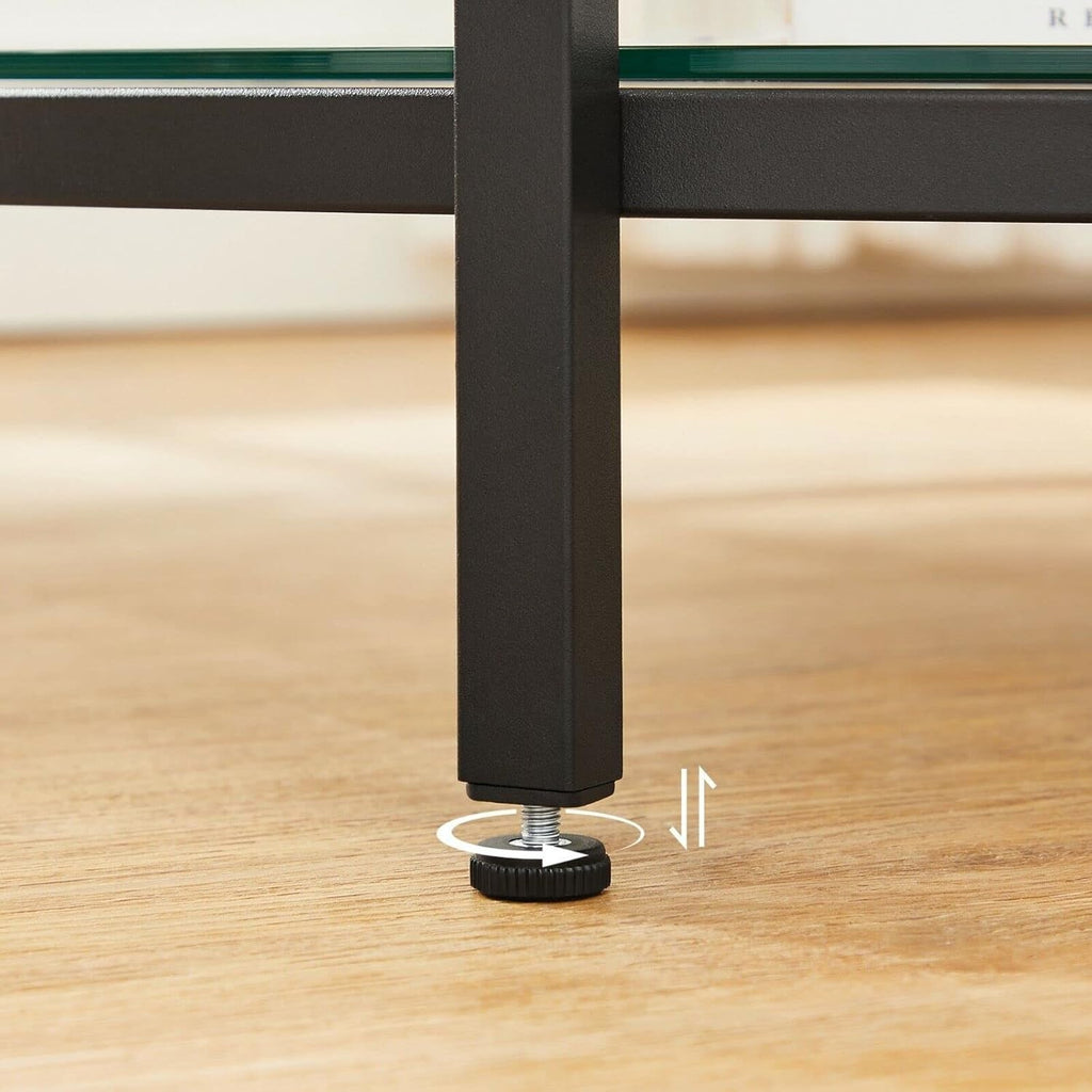 Coffee Table Marble Style Living Room Table Tempered Glass Modern Black Frame