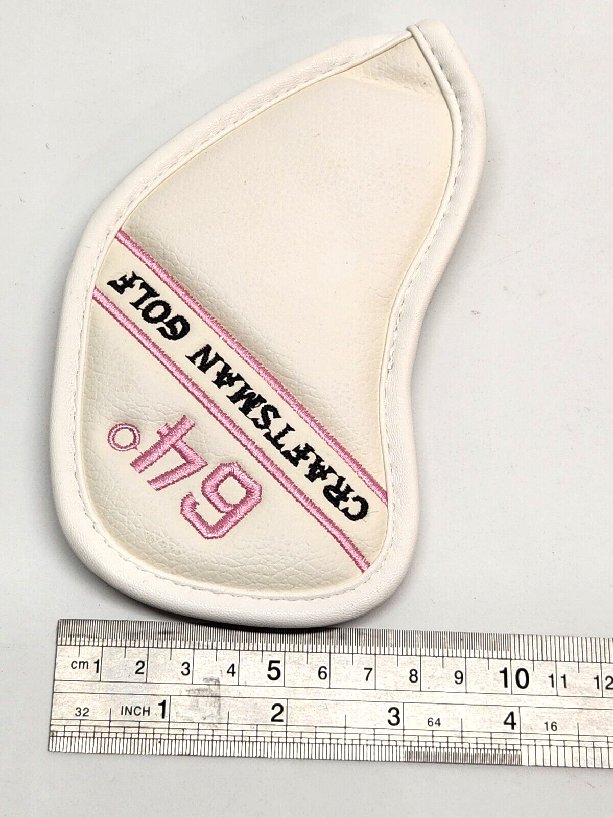Iron Wedge Golf Club Cover 64ᵒ WHITE / PINK PU Leather Head Cover Craftsman Golf