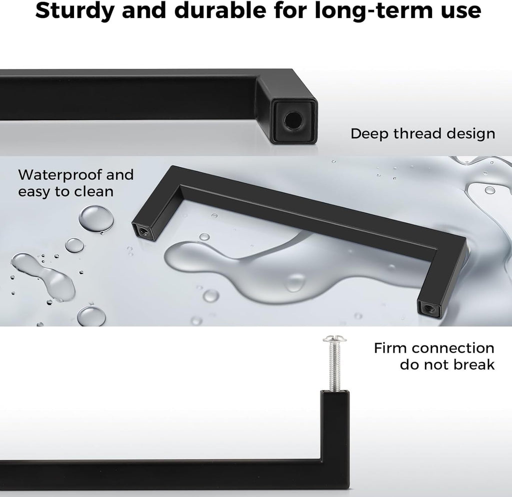 Black Stainless Steel Handles Drawer Wardrobe 5 x 128mm Hole Centre Matte