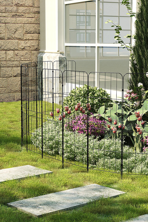 10 Metal Garden Border Panels Fence Edging for Lawns Flower Beds 31x96cm