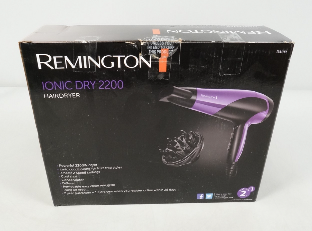 Hair Dryer Ionic Dry 2200 Remington Professional Styling Diffuser 2200W Purple