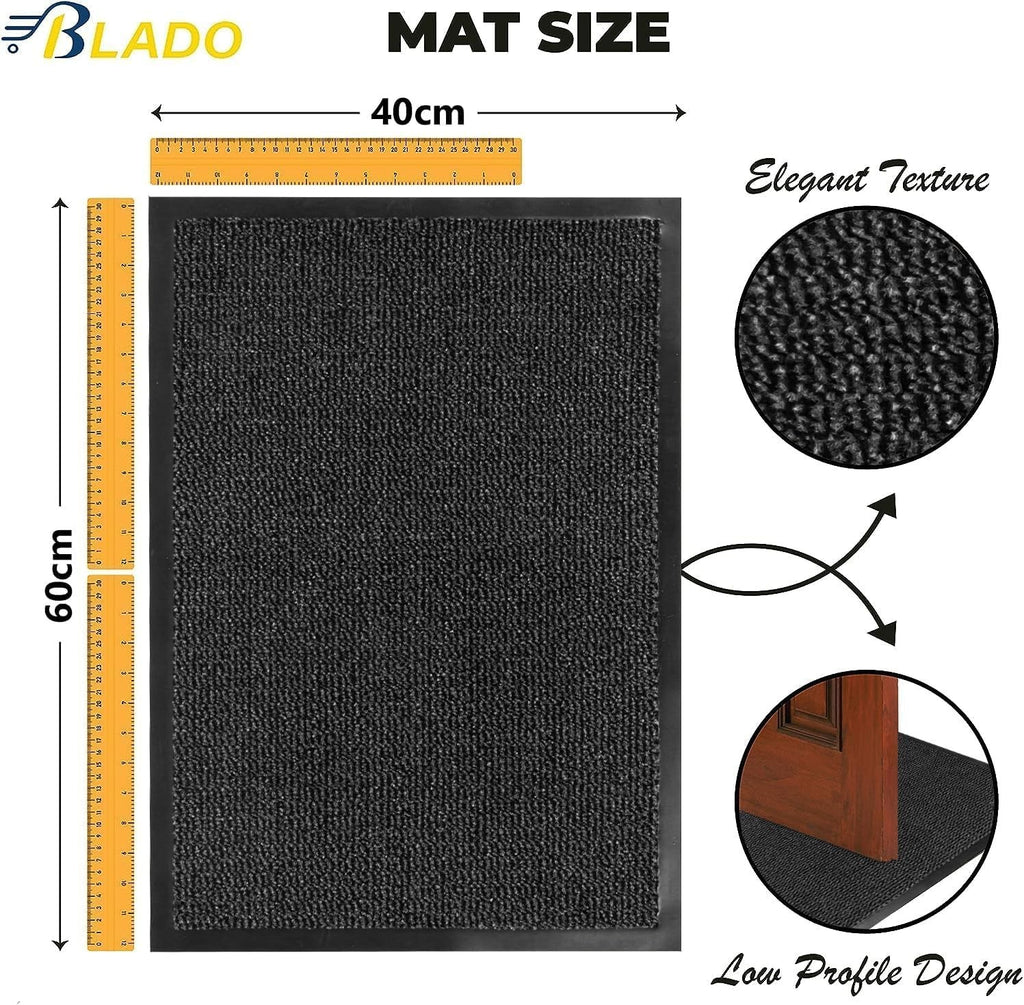 Washable Door Mat Indoor & Outdoor Non-Slippery Heavy Duty Rug 59cmx40cm